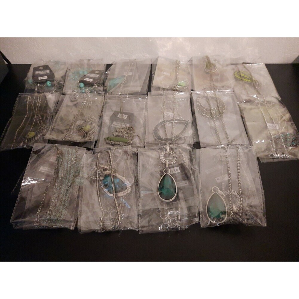 Paparazzi Jewelry Long Green Necklaces Lot Of 16 Pieces
